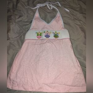 Pink Halter Top with Fairy Embroidery